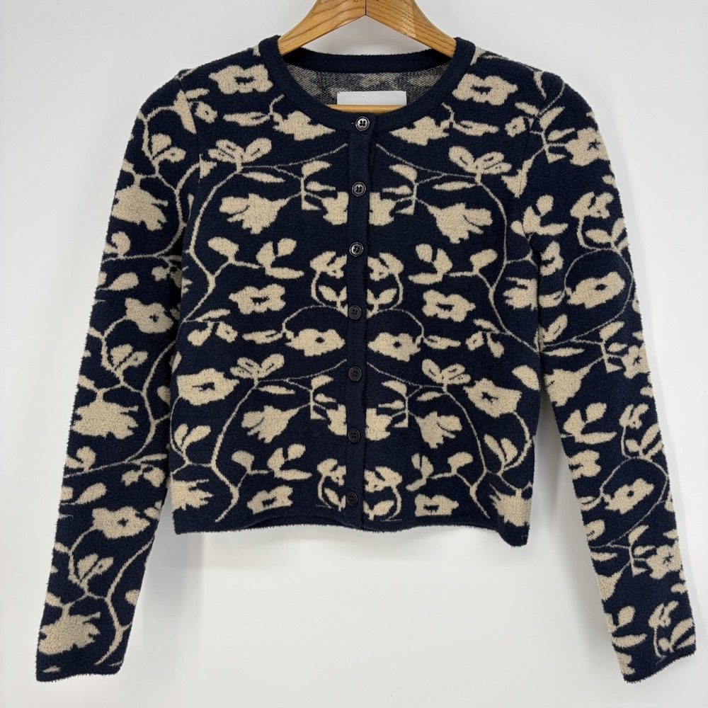 Anthropologie NVLT Navy Floral Cardigan XXS/XS Schoolgirl Academia Old Money Ivy
